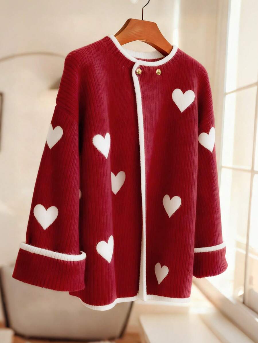 Chiquease Women's Autumn Elegant Everyday White Color-Blocked Heart ...