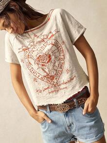 Bohemela Solid Color Knit Crew Neck Short Sleeve Fitted Washed T-Shirt For Women,Summer Top - Beige - View 7
