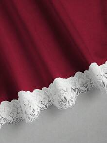 Sweetra Đầm hồng ôm dáng chữ A cổ chữ V viền ren gợi cảm dành cho nữ mùa xuân - Màu Hoa hồng đỏ - Xem 3