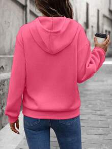 EMERY ROSE Women's Casual Loose Sweatshirt With 3D Letter Print - Pink - View 2