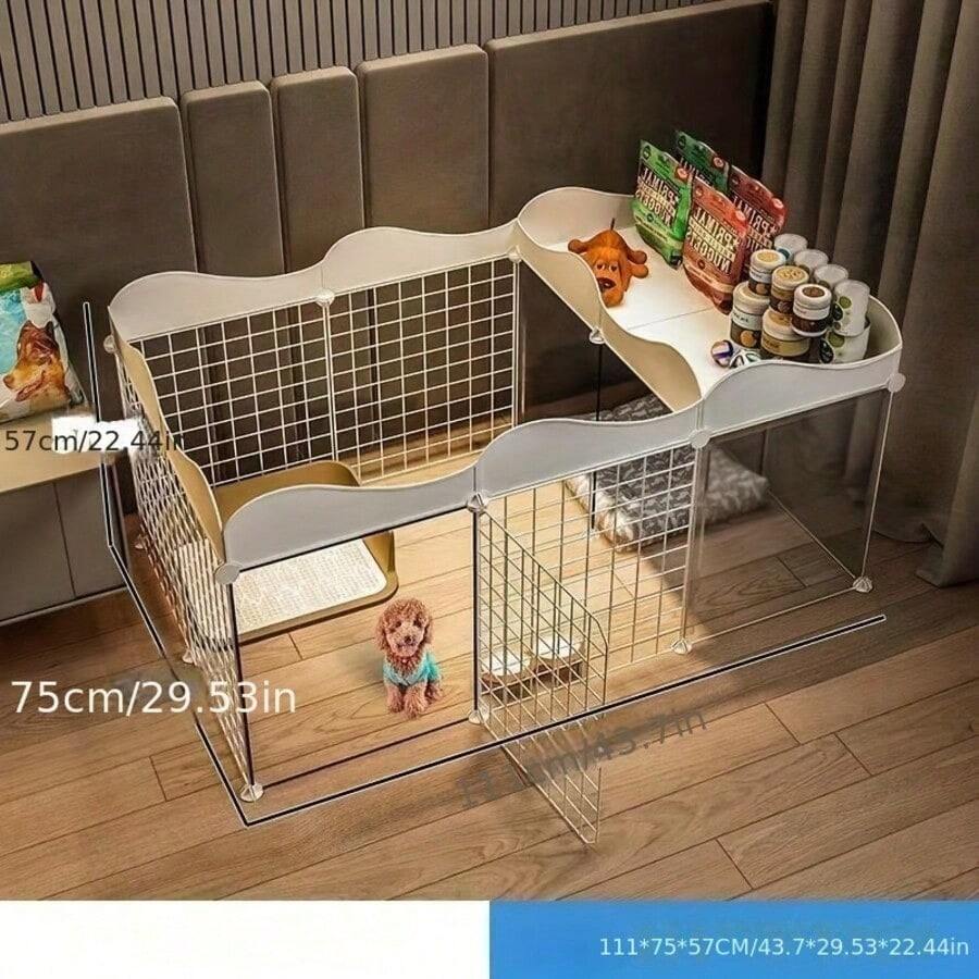 Small Dog Fence, Indoor Home Use, 1 Room 1 Bathroom, Pet Barrier, Dog Kennel With Toilet Area, Anti-Escape Dog Cage - Multicolor - View 1