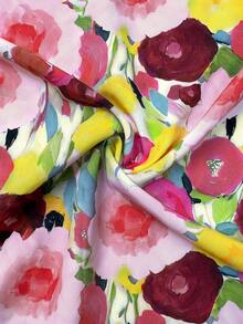Linhara Large-Sized Woven Casual Vacation Printed Summer Women's Shirt - Pink - View 4