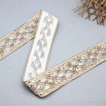 2英寸金色丝线刺绣复古丝带花边饰边，适用于装饰服装领口、帽子、包包、连衣裙等。 - 彩色 - 查看 14