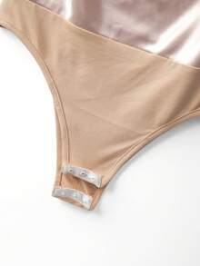 Franclia Traje de baño de una pieza con detalles de rosa en camisola de flores 3D de moda de verano para mujer, traje de baño beige, body de satén para mujer - Caqui - Ver 6