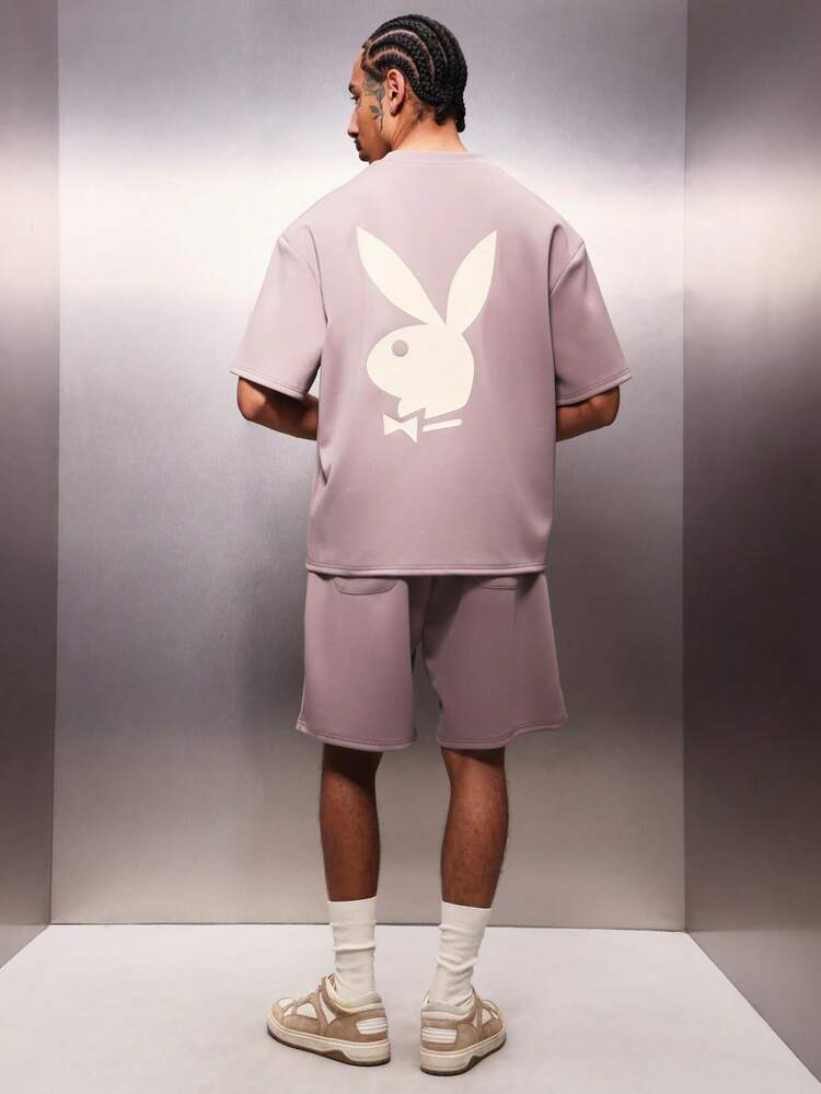 PLAYBOY X SUMWON Oversized T-Shirt And Shorts Set With Bunny Logo