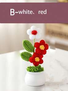 1 件别致针织钩针植物与人造花 - 钩针花钩针花束适用于家居和节日装饰最佳生日礼物 - 彩色 - 查看 12