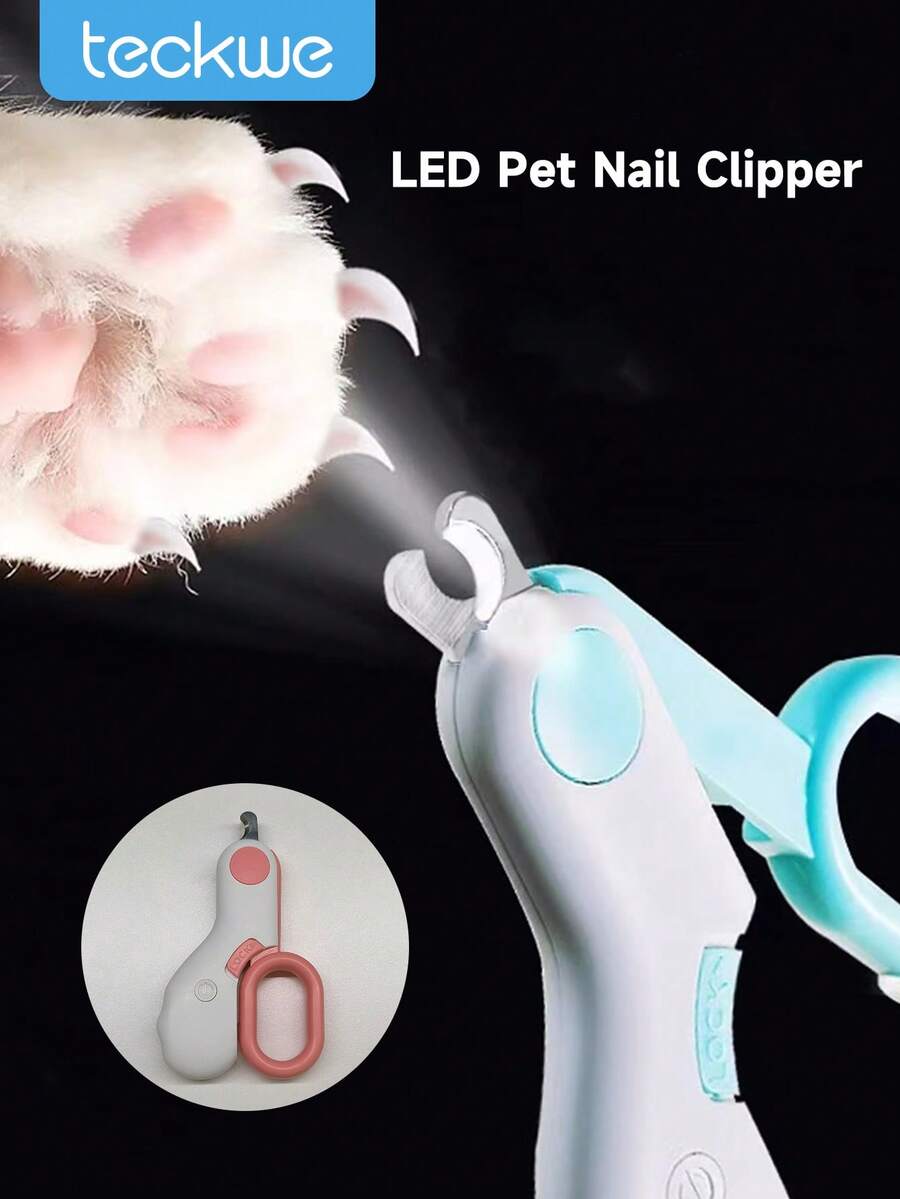 Teckwe LED Lighted Pet Nail Clipper, Suitable For Cats & Dogs Nail Trimming, Professional Pet Grooming Tool (Replaceable Blades) - Multicolor - View 1