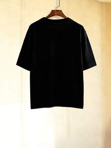 Manfinity Homme Diseño de estampado de pato en losúsculos abdominales, ropa deportiva casual de verano de moda para hombres, parte superior para hombres ANGI - Negro - Ver 2