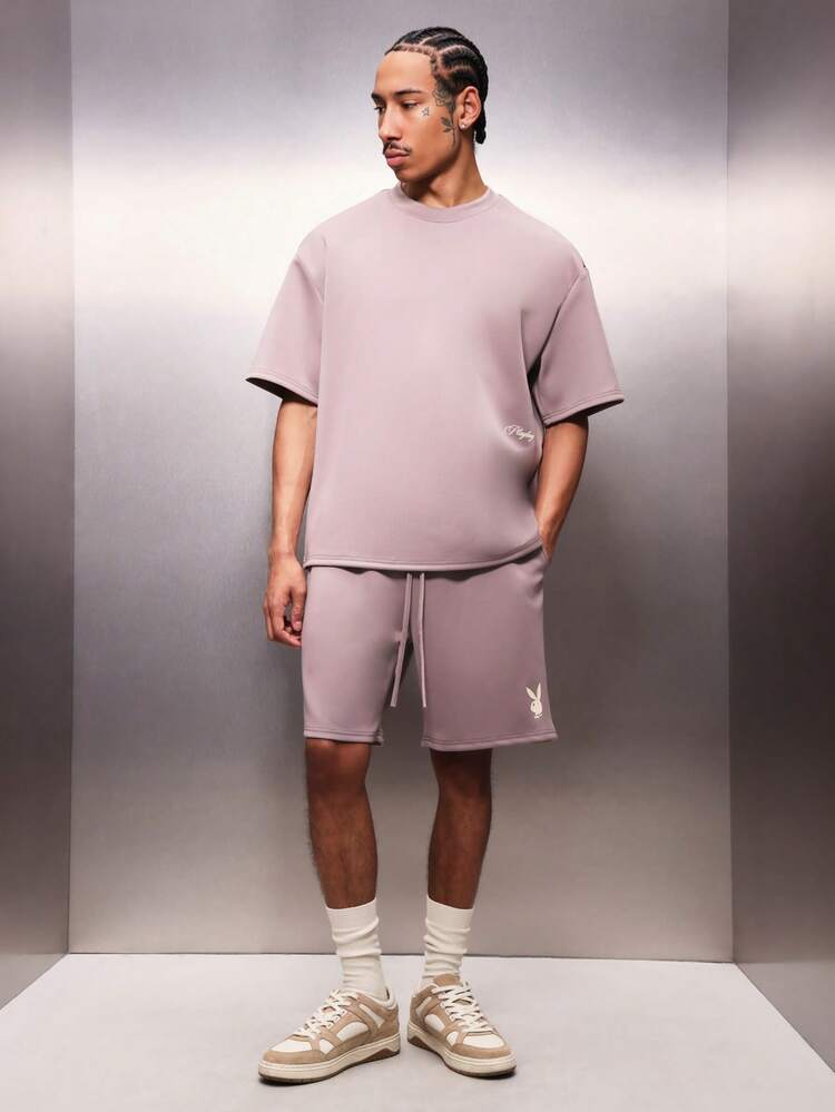 PLAYBOY X SUMWON Oversized T-Shirt And Shorts Set With Bunny Logo