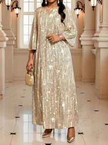 Fleurora 大码优雅派对亮片印花连衣裙 - 彩色 - 查看 3