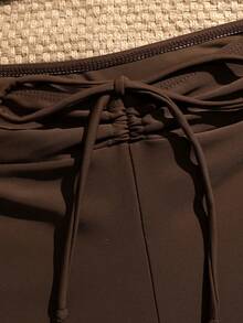 Swim Vcay Women's Solid Color Minimalist Daily Swimwear Set - Coffee Brown - View 6