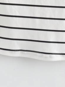 GlowEve Blusa sin mangas casual y versátil con cuello a rayas y botones hasta la mitad del delantero para uso diario - Blanco y Negro - Ver 4