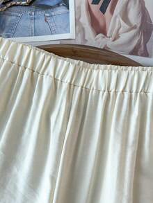 GlowEve CURVE 2026春夏大码女式休闲度假沙滩贝壳织带凉爽面料阔腿裤 - 杏色 - 查看 5