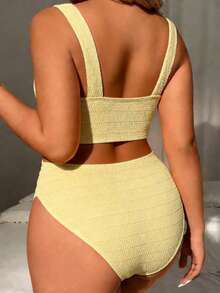 Swim Lushoire Bikini 2 mảnh đính kim loại trang trí ngày lễ cỡ lớn dành cho nữ - màu xanh lá - Xem 2