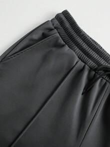 Manfinity Homme Men's Vest And Pants Set, Slim Fit, Grey Vest Set, All-Match Style, Suitable For Daily Wear, Casual And Versatile - Dark Grey - View 6