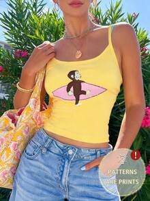 SHEIN Y2K可爱俏皮夏季度假女式休闲吊带背心 - 彩色 - 查看 1