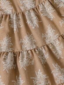 SHEIN Genkimix Kids Young Girl Vacation Beachside Bowknot Camisole Dress,Holiday,Summer,Travel - Khaki - View 2