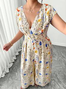 Elenzga 大码女式V领收腰休闲度假风杏色印花连体裤碎花长裙飘逸夏日连衣裙V领长裙长款夏日连衣裙长款度假连衣裙碎花长裙印花长裙夏季碎花长裙碎花连衣裙长裙女式春季长裙畅销连衣裙度假装女式度假连衣裙女士场合连衣裙女式连衣裙正装 - 彩色 - 查看 4