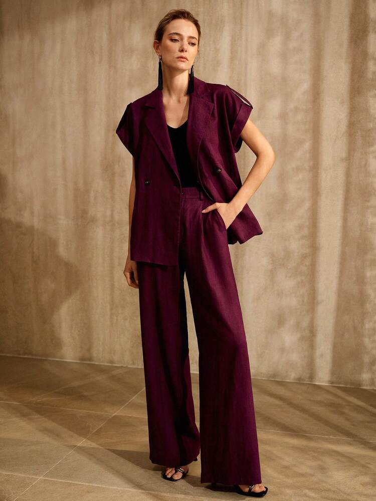 100% RAMIE WIDE LEG SUIT PANTS, OLD MONEY VINTAGE STYLE, SPRING/SUMMER, LINEN