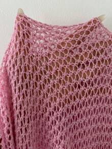 Sunnyshic Women's Pink Beach Cover Up Shiny Top, Sequin Sparkle Cover Up, Sexy Sheer Thin Beach Shirt, Summer Party Fashion Tassel Clothing - Pink - View 7