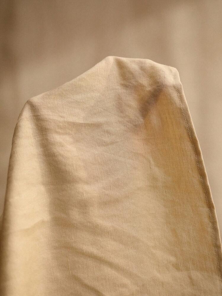 LINEN RIBBON COLLAR LONG SLEEVE SHIRT, VINTAGE STYLE, ELEGANT FOR COMMUTING, SPRING/SUMMER