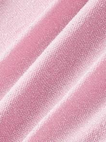 SHEIN MOD 大码女式豹纹露肩网纱二合一喇叭袖长袖上衣，春夏款 - 粉色 - 查看 2