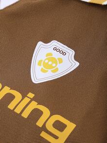 Manfinity Roghcode Men's Letter Print Casual Versatile Daily Commute Short Sleeve Polo Shirt - Brown - View 6