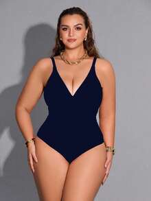 Shapewave Maillot de bain une pièce sexy grande taille pour femmes - Bleu marine - Voir 3