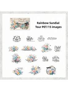 6pcs Sets Satin Rhyme Creative Stickers, Cross-Border Student Decorative Stickers, Waterproof DIY Journal Scrapbook Material Stickers - Multicolor - View 8