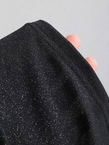 SHEIN Sweetro 女士性感无袖露背垂褶领针织连衣裙，饰有金属扣，适合春、夏、秋季穿着。 - 黑色 - 查看 5