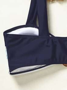 Swim Vcay Bộ bikini phối màu gợi cảm thời trang, đồ bơi cạp cao ôm sát quyến rũ dành cho người trưởng thành. - Màu xanh hải quân - Xem 4