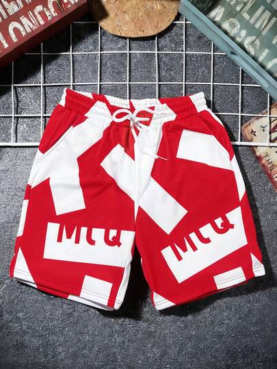 Manfinity Dauomo Pantalones cortos casuales de hombre con estampado floral rojo, diseño de ropa de playa de moda, adecuados para salidas y viajes, verano