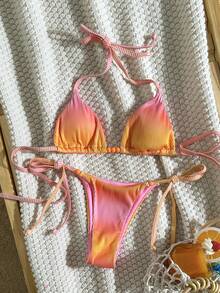 Swim Vcay Women's Random Print Beaded Necklace Bikini Set, Spring/Summer - Multicolor - View 3