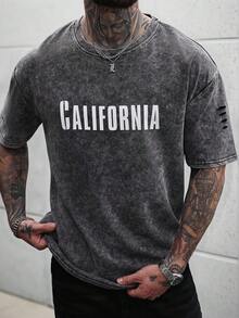 SLATEMANN Áo thun nam tay ngắn cổ tròn in chữ, thường ngày, đa năng, đi làm hàng ngày, đi nghỉ - màu đen - Xem 5