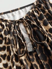 ROMWE 大码女式豹纹吊带背心，系带镂空设计，可调节肩带，适合春夏穿着 - 彩色 - 查看 3