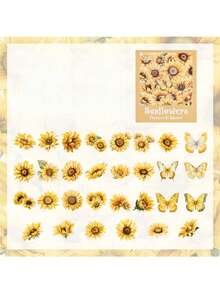 5-Piece Flower View Laser Sticker Set | 60 Pcs Waterproof PET Shell Light Journal Supplies - multicolor - View 5