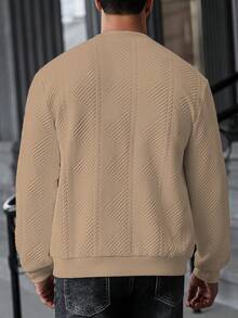 Manfinity CasualCool Men's Casual Commuter Textured Zip-Up Long Sleeve Sweatshirt Sweatshirt - Apricot - View 2