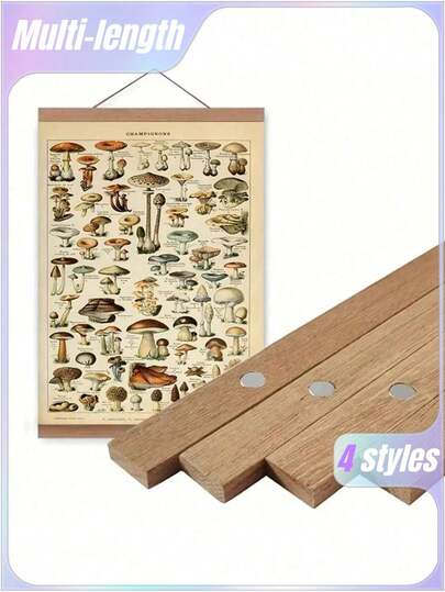 1 件磁性木质衣架 DIY，柚木胡桃木松木适用于海报照片卷轴画框帆布印刷画，艺术品磁铁框架墙壁艺术家居装饰