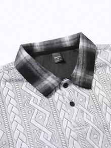 Manfinity CasualCool Men's Fashionable Casual Commuting Textured Short Sleeve Polo Shirt - Multicolor - View 4