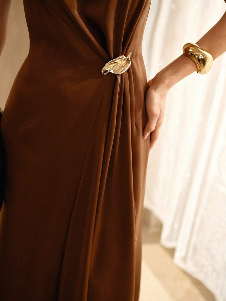 SLEEVELESS METAL DECOR SLIP DRESS, VINTAGE STYLE, SPRING/SUMMER