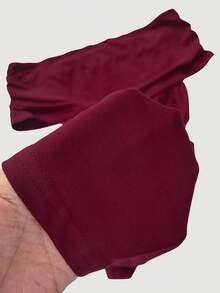 SHEIN PETITE 小码系列女士优雅露肩晚礼服 - 酒紅色 - 查看 3