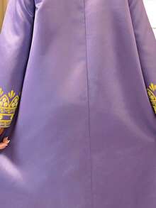 Tween Girl Casual V-Neck Extra Long Traditional Print Loose Robe - Purple - View 3