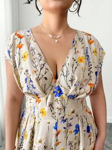 Elenzga 大码女式V领收腰休闲度假风杏色印花连体裤碎花长裙飘逸夏日连衣裙V领长裙长款夏日连衣裙长款度假连衣裙碎花长裙印花长裙夏季碎花长裙碎花连衣裙长裙女式春季长裙畅销连衣裙度假装女式度假连衣裙女士场合连衣裙女式连衣裙正装 - 彩色 - 查看 3