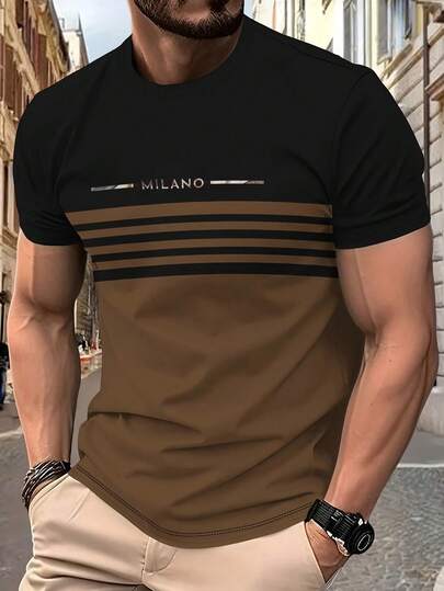 Manfinity Dauomo Men's Light And Can Be Hinged Textured Crew Neck T-Shirt – For All Year Casual Short Sleeve, You Can Be Greeted With The Machine, Summer And Casual Clothing, Regular Fit, Easy Care, Innovative Basic For Casual And Smart-Casual Outfits