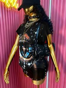 Rovax Women's Y2K Summer Casual Vest With Letter And Eye Print, Round Neck, Sleeveless Design, 2000s Style, Suitable For Street Wear, Casual Occasions, Music Festivals, Commuting, And Everyday Wear. - Multicolor - View 3