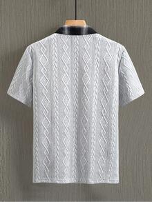 Manfinity CasualCool Men's Fashionable Casual Commuting Textured Short Sleeve Polo Shirt - Multicolor - View 5