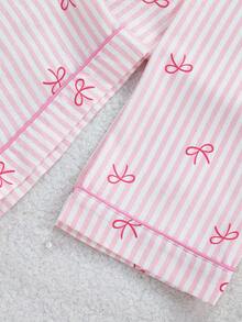 3pcs Girls Bubble Gingham Print Shirt, Butterfly Shorts & Pants Pajama Set, Casual Loungewear - Multicolor - View 5