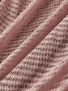 SHEIN MOD Plus Size Women Vintage Dusty Pink Mesh Long Sleeve Maxi Dress,Autumn Elegant Formal Wedding Guest Cocktail Mermaid Gown With Ruched Overlapping Neck - Dusty Pink - View 3