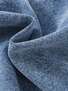 SHEIN Tween Boys' Fashionable Street-Style Slim-Fit Distressed Light Wash Blue Denim Shorts, Casual Versatile - Medium Wash - View 8