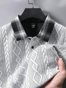 Manfinity CasualCool Men's Fashionable Casual Commuting Textured Short Sleeve Polo Shirt - Multicolor - View 2